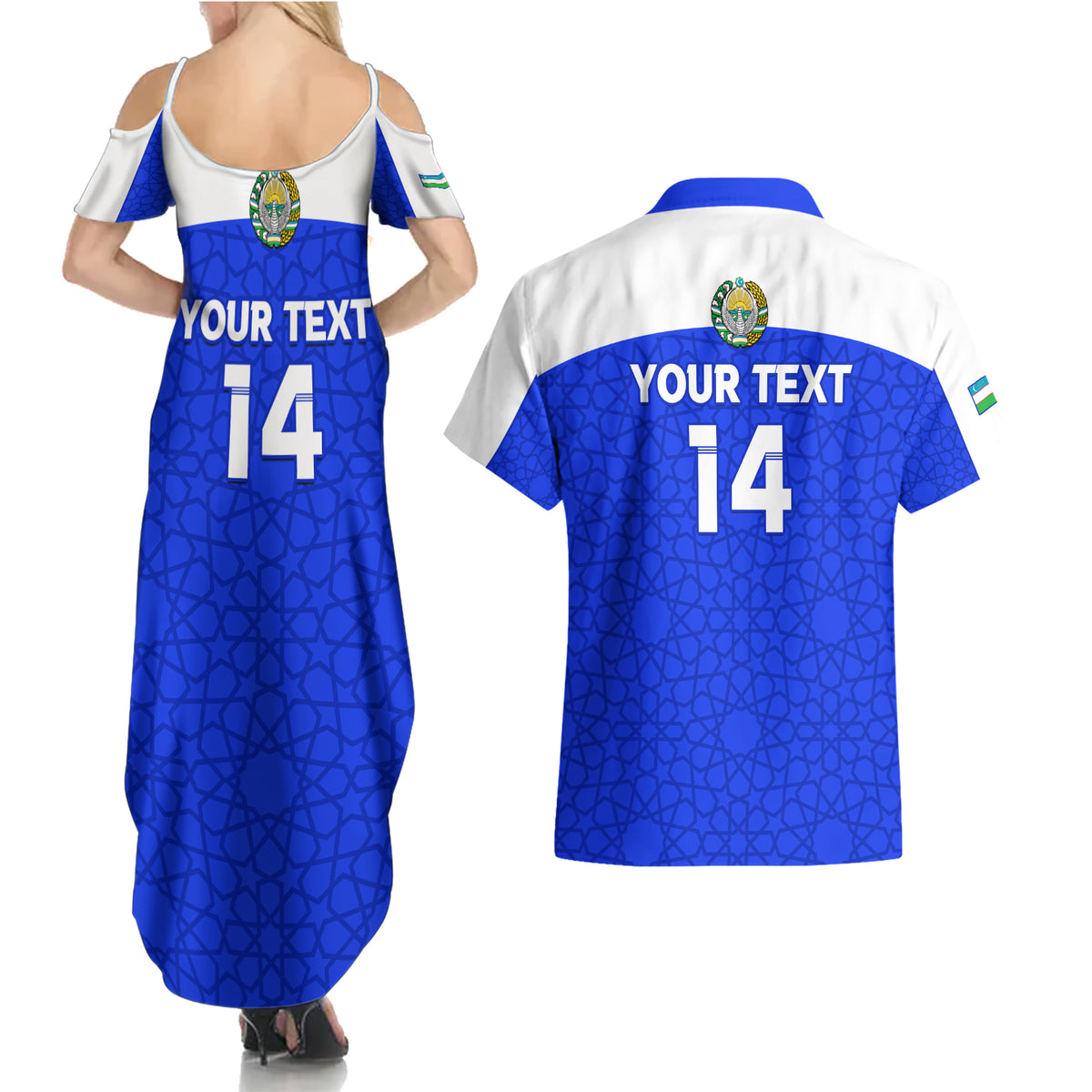 Custom Uzbekistan Football Couples Matching Summer Maxi Dress and Hawaiian Shirt 2024 Go Champions Uzbek Pattern - Wonder Print Shop