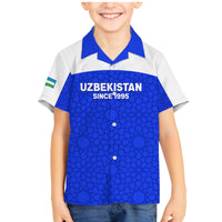 Custom Uzbekistan Football Family Matching Mermaid Dress and Hawaiian Shirt 2024 Go Champions Uzbek Pattern - Wonder Print Shop