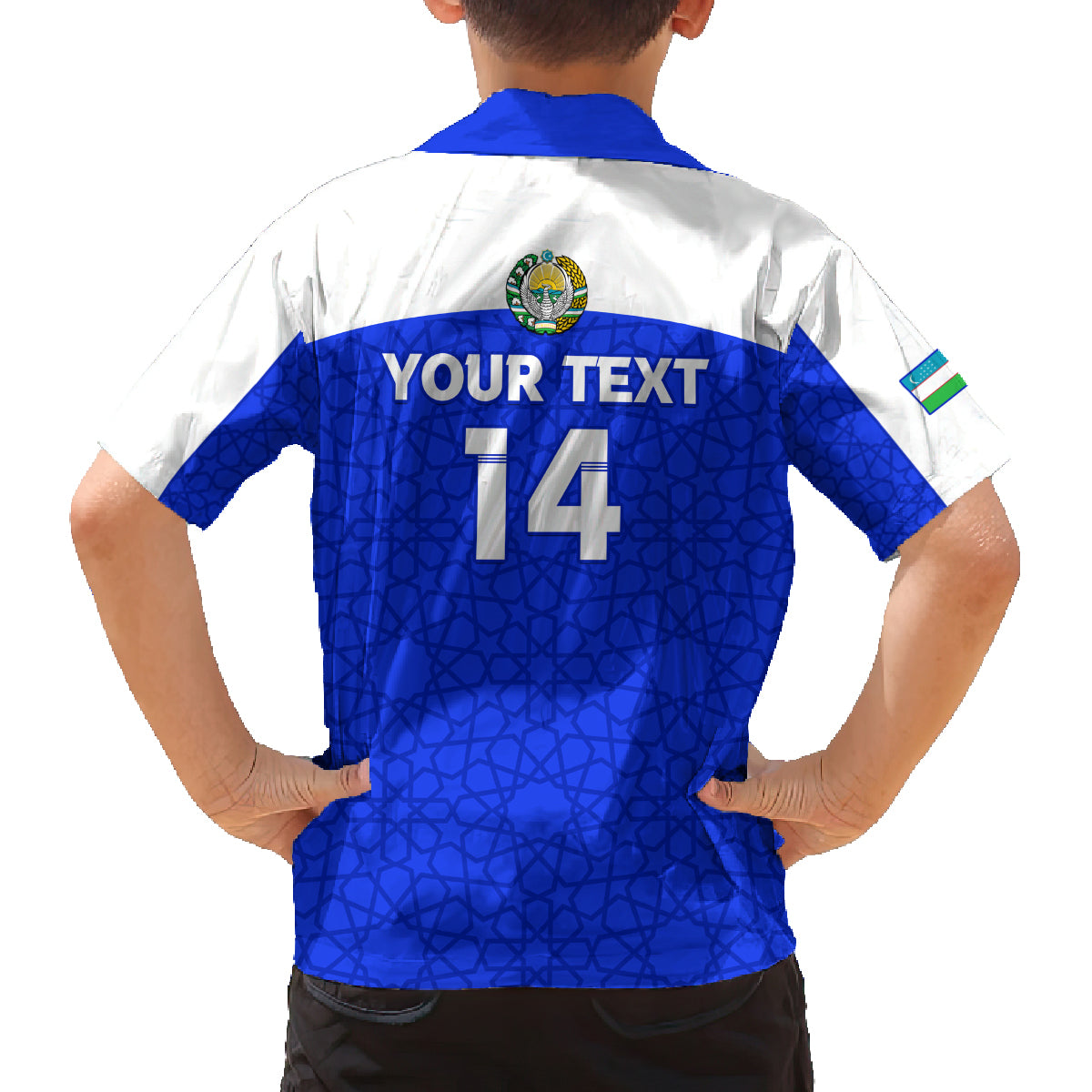 Custom Uzbekistan Football Family Matching Off Shoulder Maxi Dress and Hawaiian Shirt 2024 Go Champions Uzbek Pattern - Wonder Print Shop