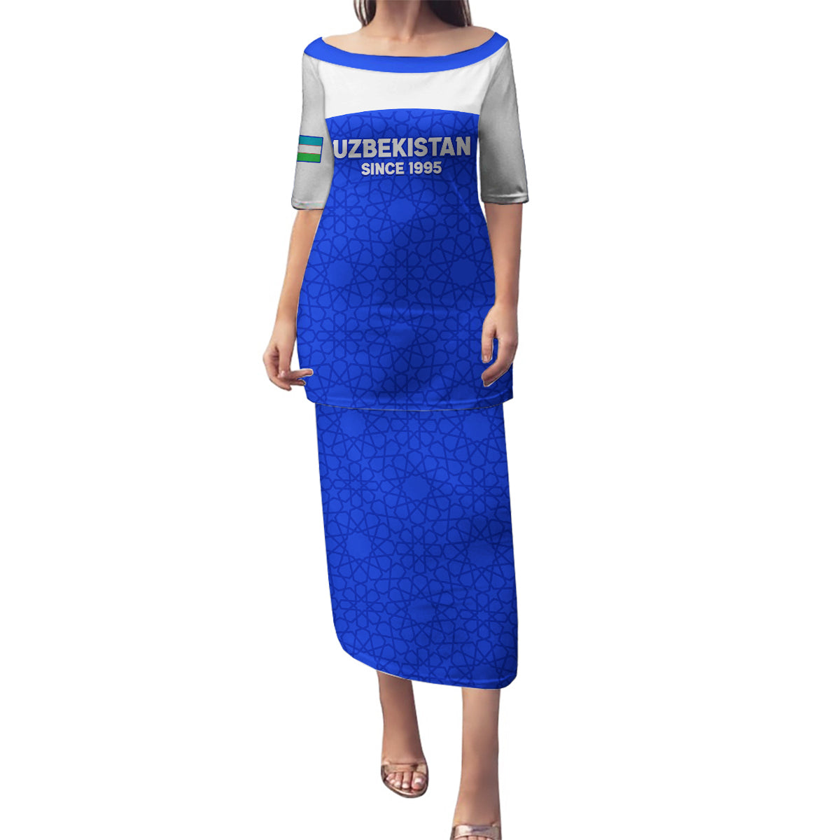 Custom Uzbekistan Football Family Matching Puletasi and Hawaiian Shirt 2024 Go Champions Uzbek Pattern - Wonder Print Shop