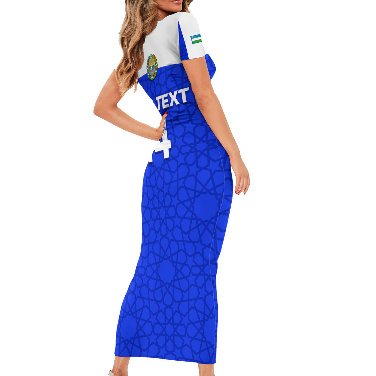 Custom Uzbekistan Football Family Matching Short Sleeve Bodycon Dress and Hawaiian Shirt 2024 Go Champions Uzbek Pattern - Wonder Print Shop