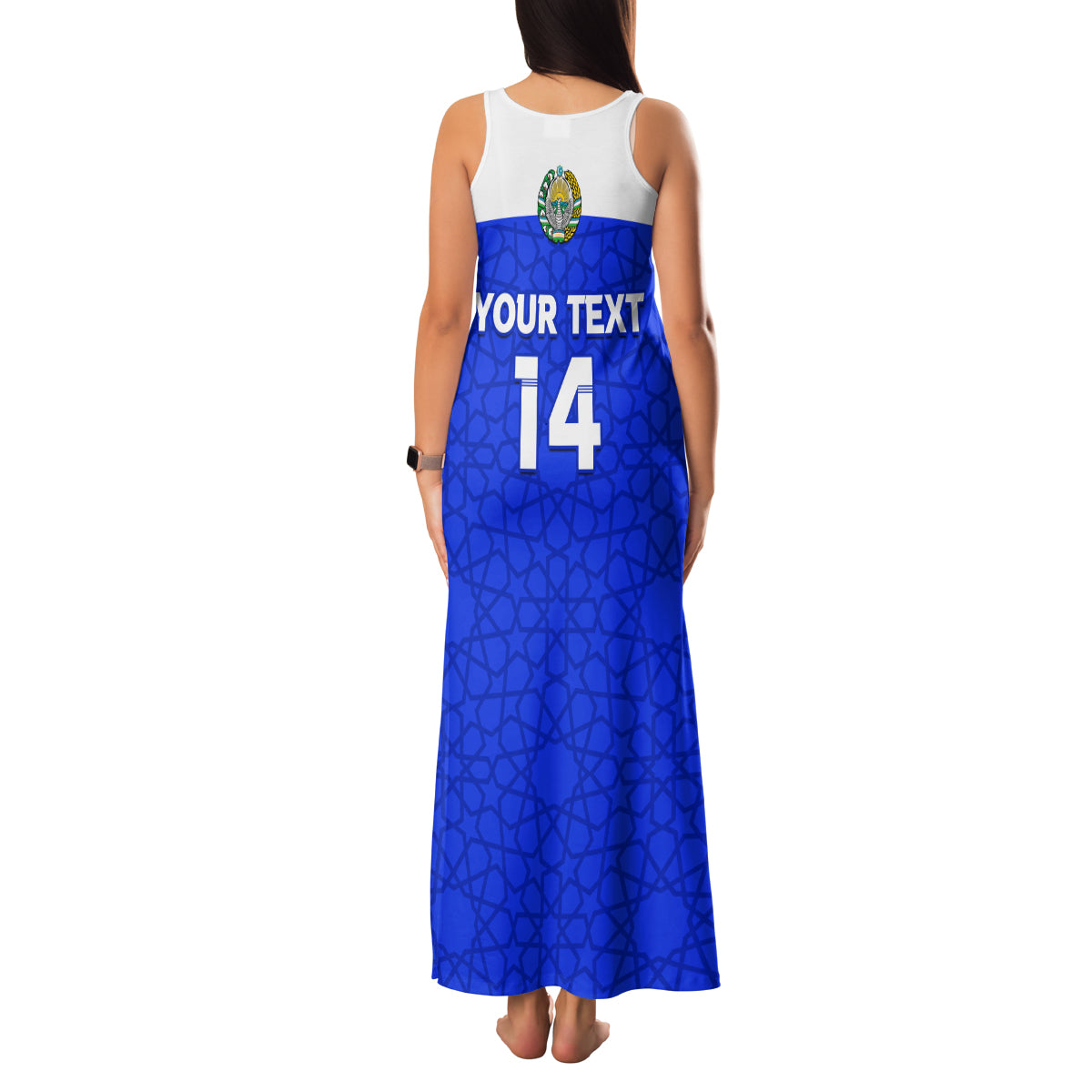 Custom Uzbekistan Football Family Matching Tank Maxi Dress and Hawaiian Shirt 2024 Go Champions Uzbek Pattern - Wonder Print Shop
