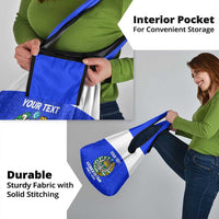 Custom Uzbekistan Football Grocery Bag Go Champions Uzbek Pattern