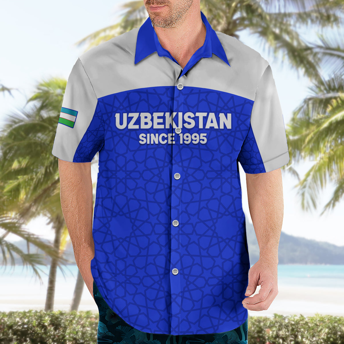 Custom Uzbekistan Football Hawaiian Shirt 2024 Go Champions Uzbek Pattern - Wonder Print Shop