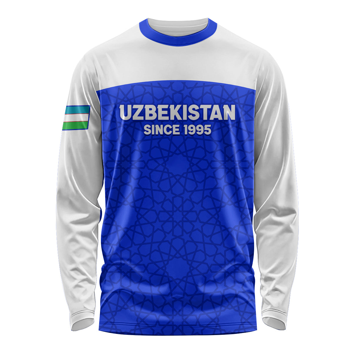 Custom Uzbekistan Football Long Sleeve Shirt 2024 Go Champions Uzbek Pattern - Wonder Print Shop