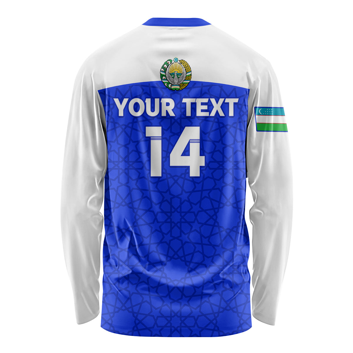 Custom Uzbekistan Football Long Sleeve Shirt 2024 Go Champions Uzbek Pattern - Wonder Print Shop