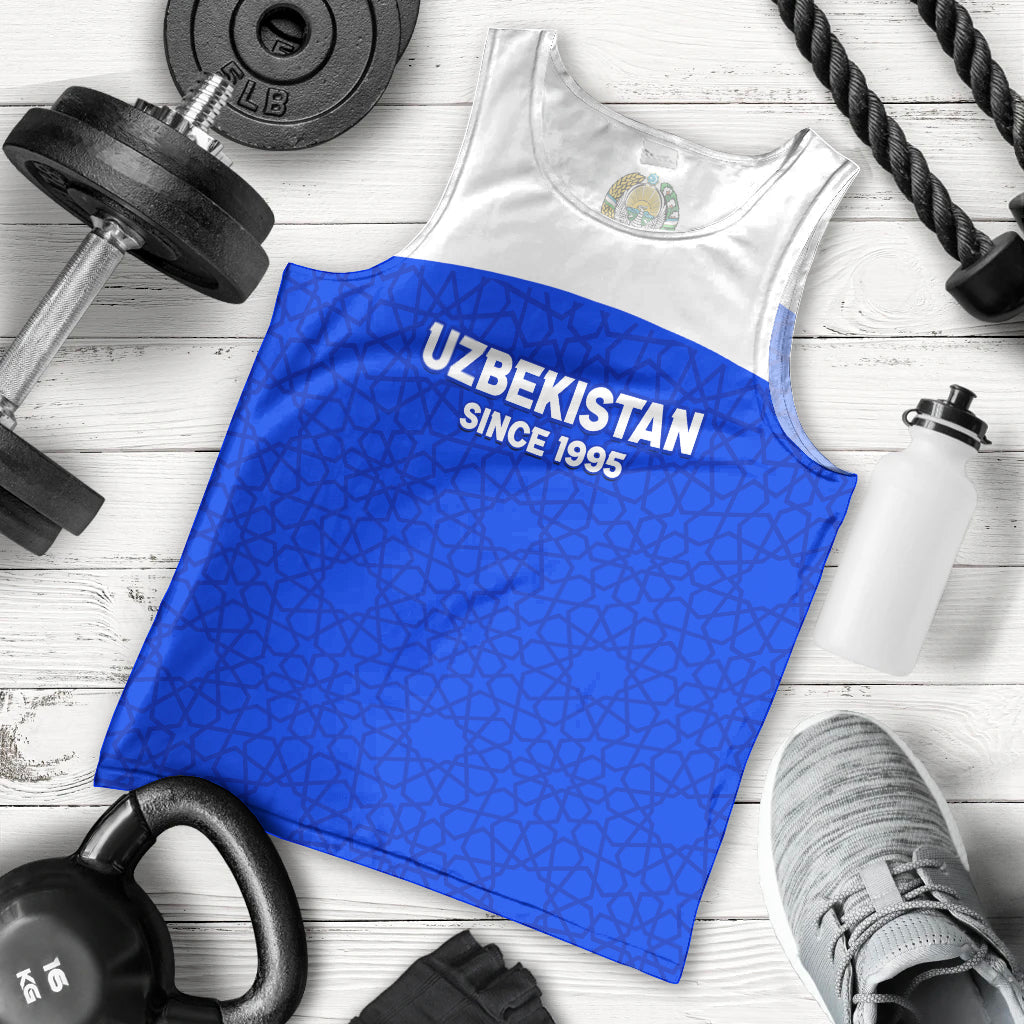 Custom Uzbekistan Football Men Tank Top 2024 Go Champions Uzbek Pattern - Wonder Print Shop