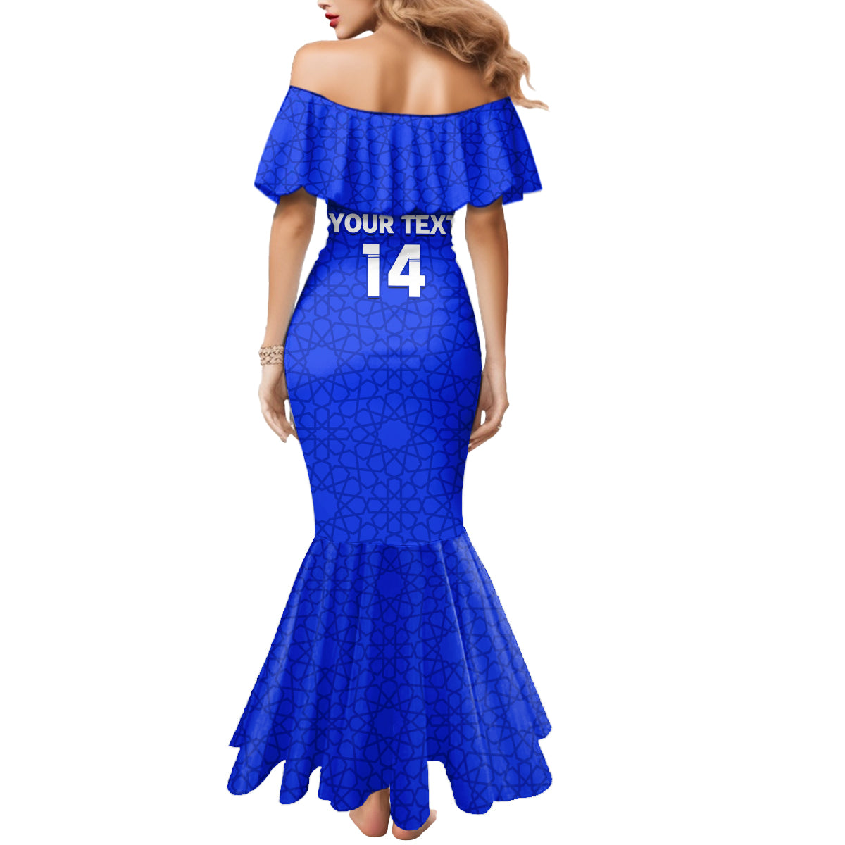 Custom Uzbekistan Football Mermaid Dress 2024 Go Champions Uzbek Pattern - Wonder Print Shop