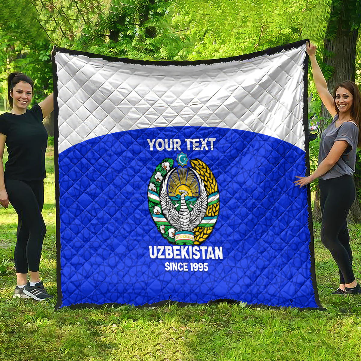 Custom Uzbekistan Football Quilt 2024 Go Champions Uzbek Pattern - Wonder Print Shop