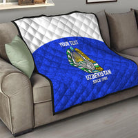 Custom Uzbekistan Football Quilt 2024 Go Champions Uzbek Pattern - Wonder Print Shop