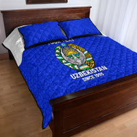 Custom Uzbekistan Football Quilt Bed Set 2024 Go Champions Uzbek Pattern - Wonder Print Shop