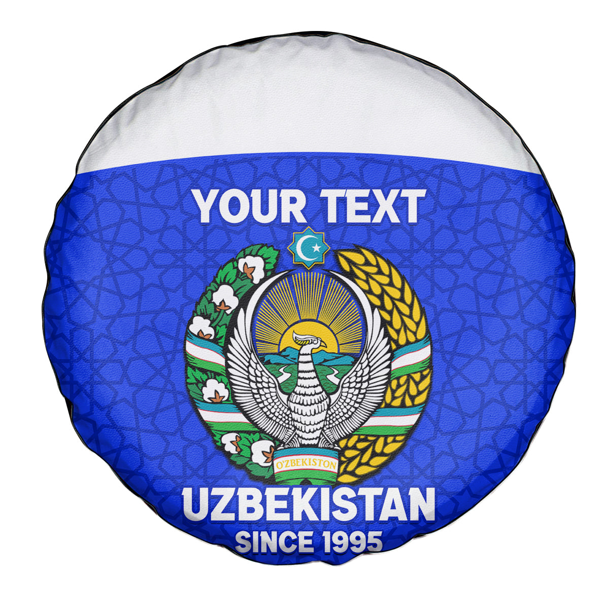 Custom Uzbekistan Football Spare Tire Cover 2024 Go Champions Uzbek Pattern - Wonder Print Shop