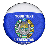 Custom Uzbekistan Football Spare Tire Cover 2024 Go Champions Uzbek Pattern - Wonder Print Shop