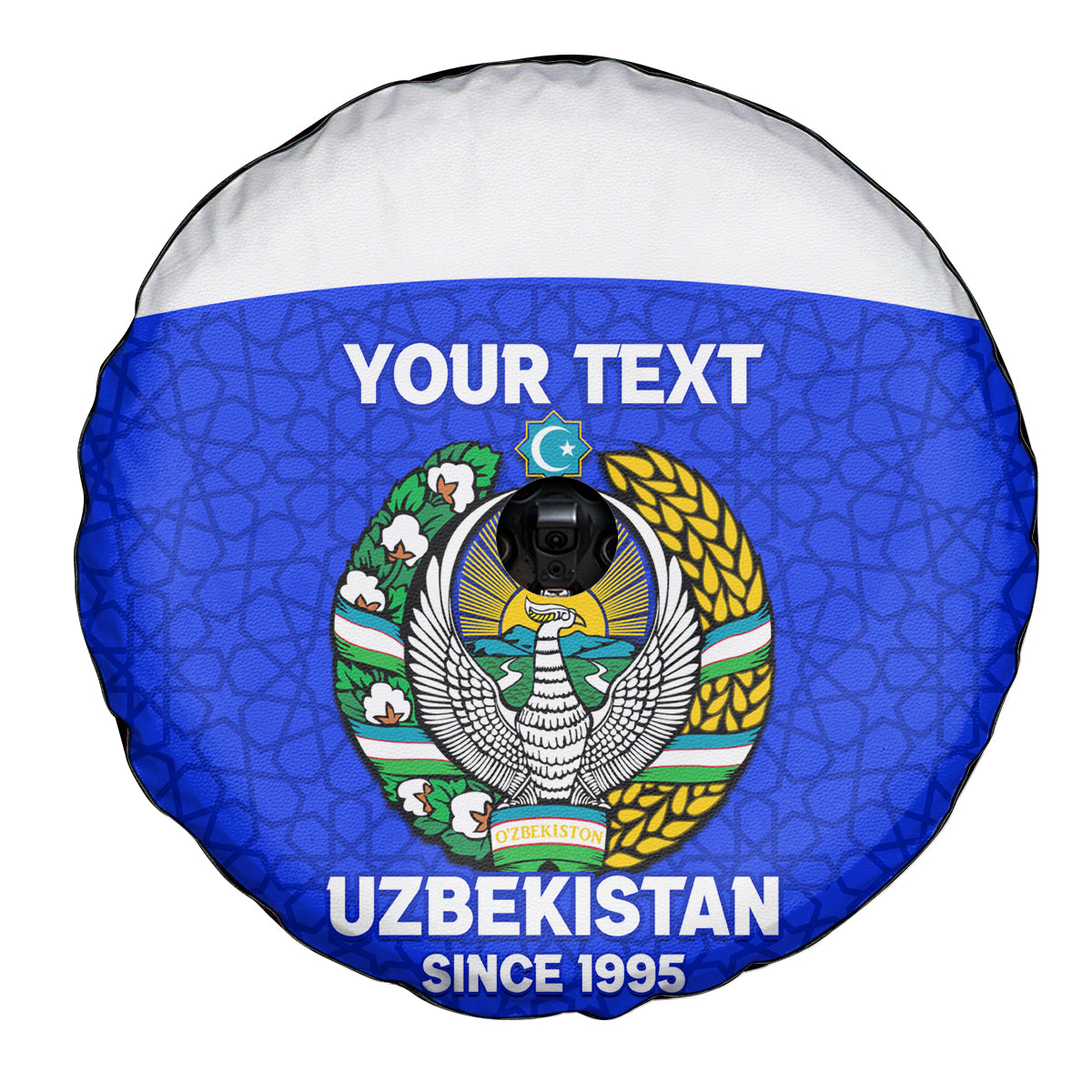 Custom Uzbekistan Football Spare Tire Cover 2024 Go Champions Uzbek Pattern - Wonder Print Shop