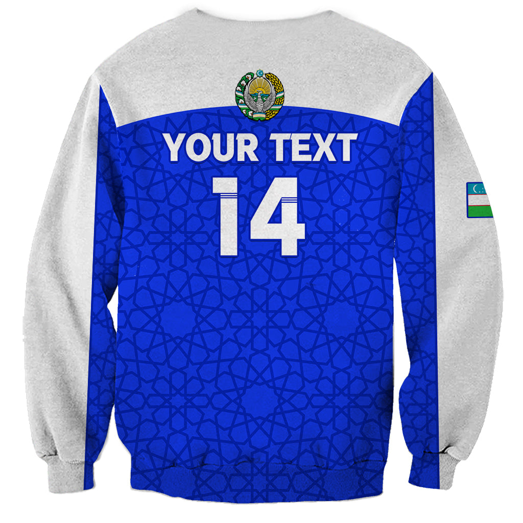 Custom Uzbekistan Football Sweatshirt 2024 Go Champions Uzbek Pattern - Wonder Print Shop