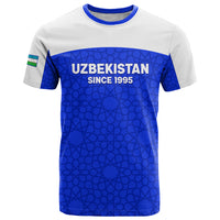 Custom Uzbekistan Football T Shirt 2024 Go Champions Uzbek Pattern - Wonder Print Shop