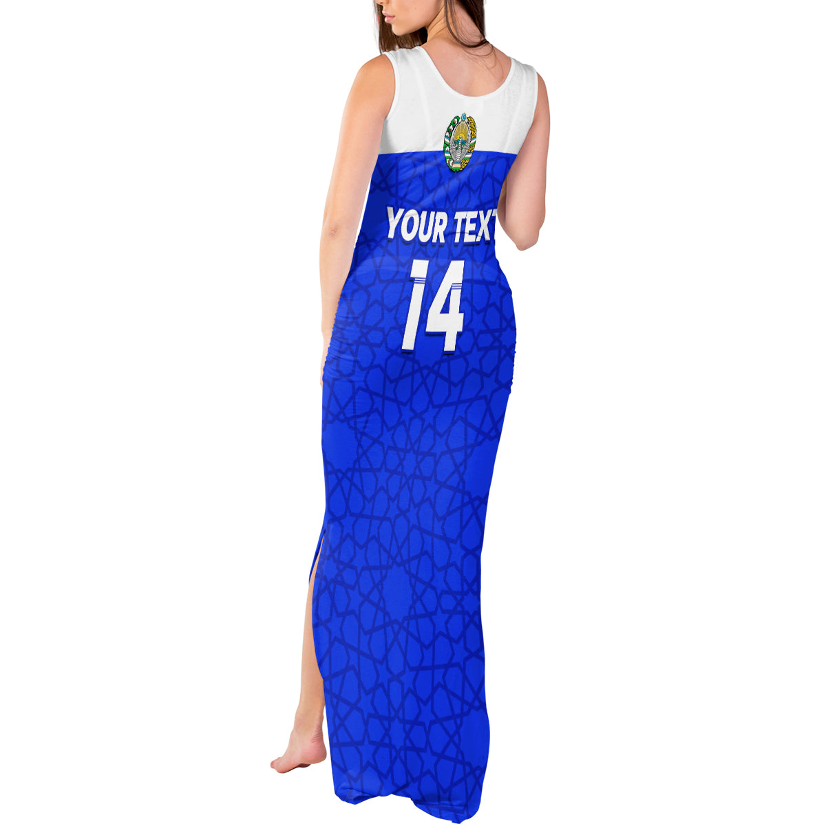 Custom Uzbekistan Football Tank Maxi Dress 2024 Go Champions Uzbek Pattern - Wonder Print Shop