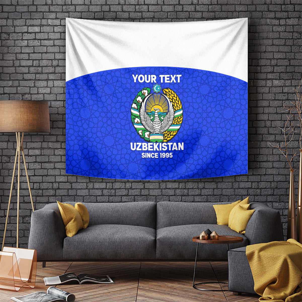 Custom Uzbekistan Football Tapestry 2024 Go Champions Uzbek Pattern - Wonder Print Shop