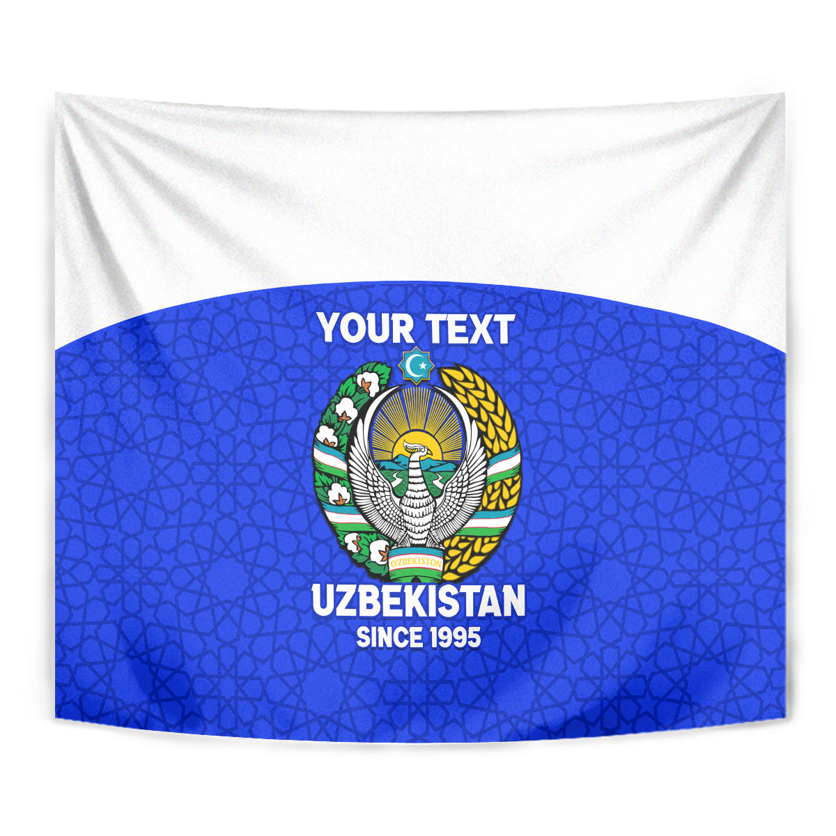 Custom Uzbekistan Football Tapestry 2024 Go Champions Uzbek Pattern - Wonder Print Shop