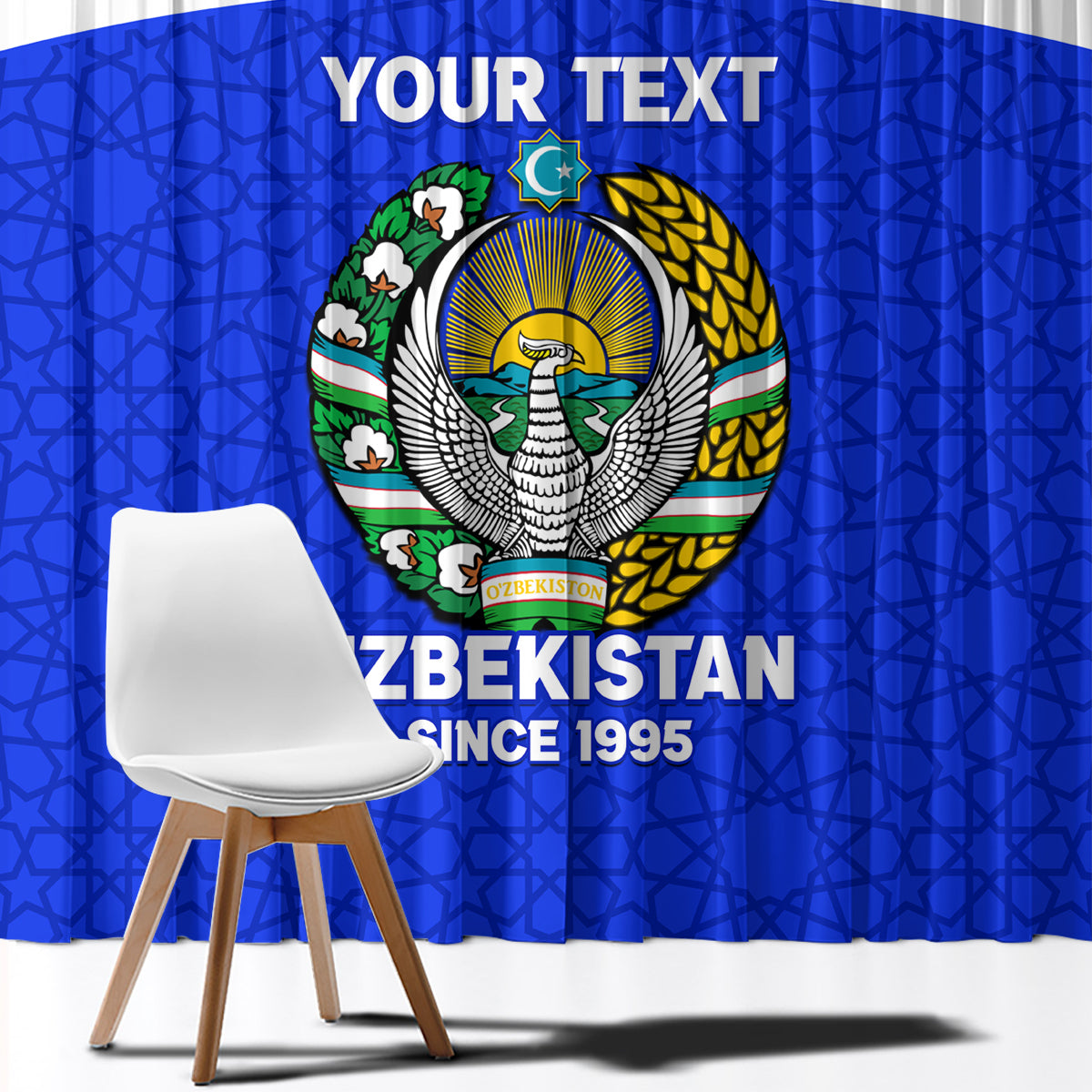 Custom Uzbekistan Football Window Curtain 2024 Go Champions Uzbek Pattern - Wonder Print Shop