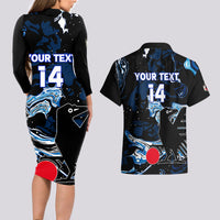 Custom Japan Football Couples Matching Long Sleeve Bodycon Dress and Hawaiian Shirt 2024 Nadeshiko Go Champions - Wonder Print Shop