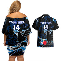 Custom Japan Football Couples Matching Off Shoulder Short Dress and Hawaiian Shirt 2024 Nadeshiko Go Champions - Wonder Print Shop