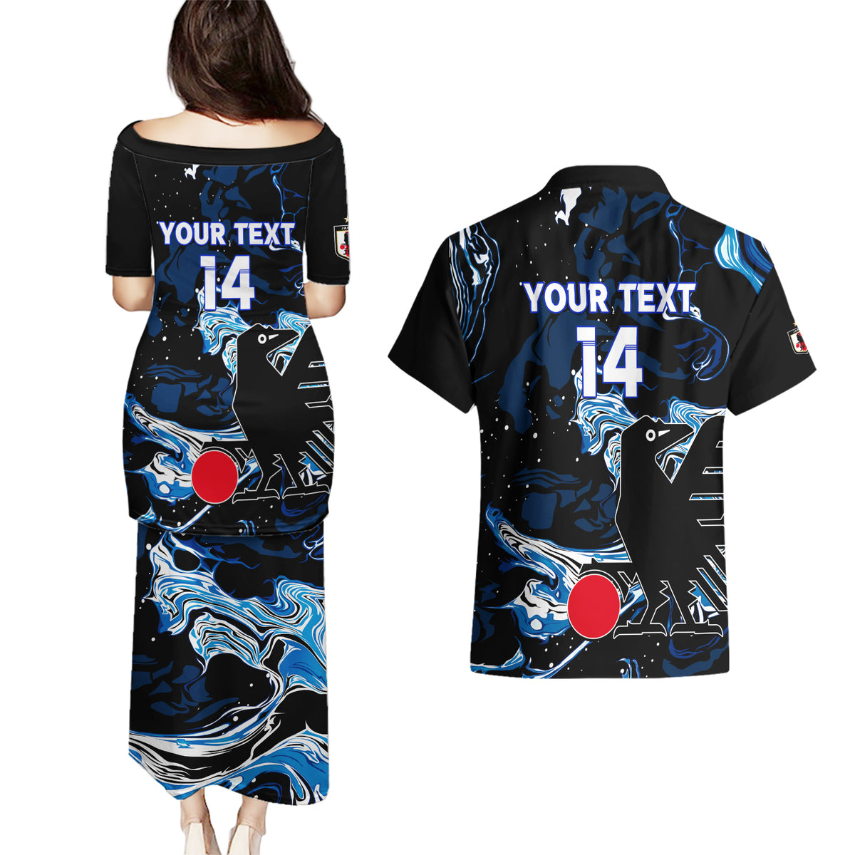 Custom Japan Football Couples Matching Puletasi and Hawaiian Shirt 2024 Nadeshiko Go Champions - Wonder Print Shop