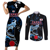 Custom Japan Football Couples Matching Short Sleeve Bodycon Dress and Long Sleeve Button Shirt 2024 Nadeshiko Go Champions - Wonder Print Shop