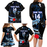 Custom Japan Football Family Matching Long Sleeve Bodycon Dress and Hawaiian Shirt 2024 Nadeshiko Go Champions - Wonder Print Shop
