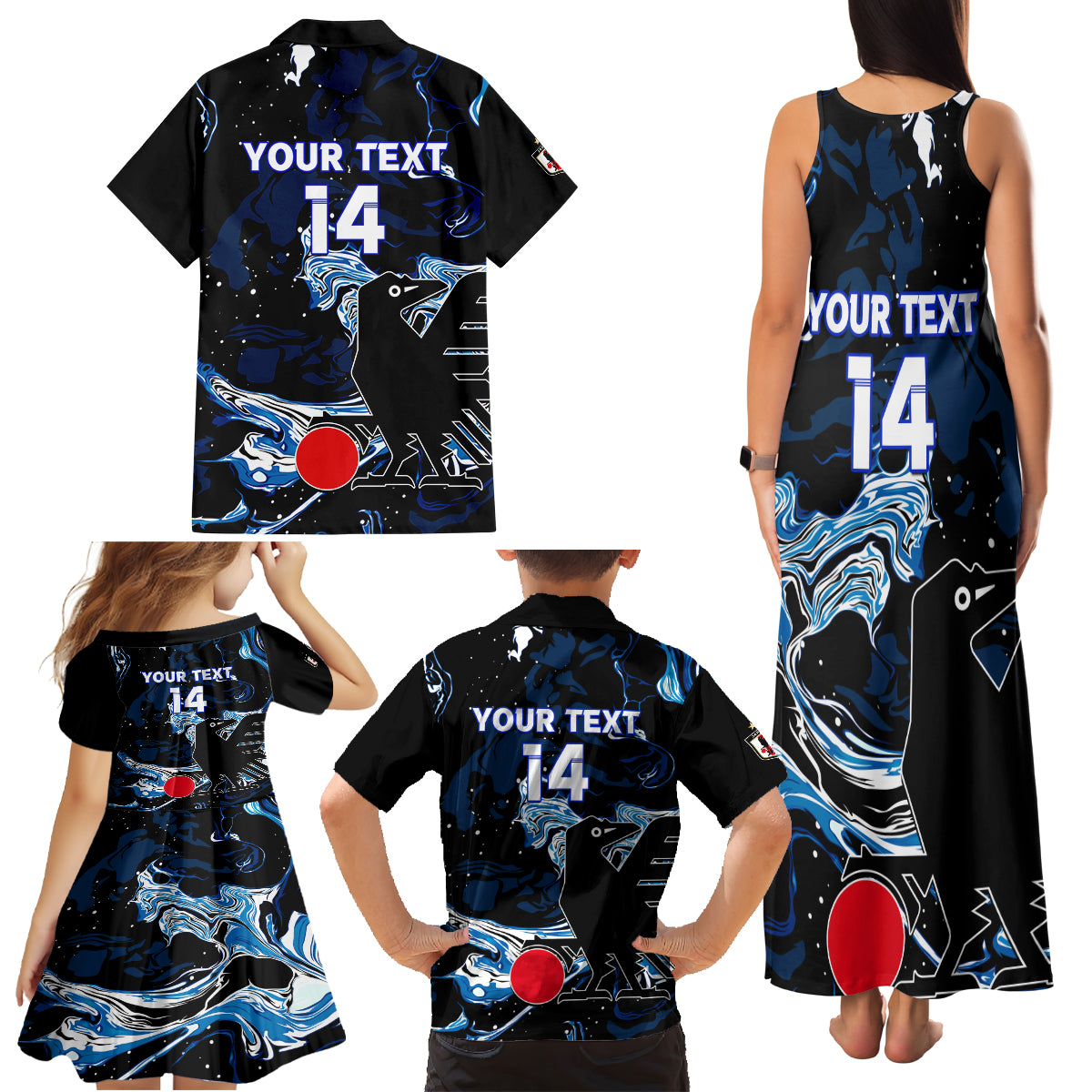 Custom Japan Football Family Matching Tank Maxi Dress and Hawaiian Shirt 2024 Nadeshiko Go Champions - Wonder Print Shop