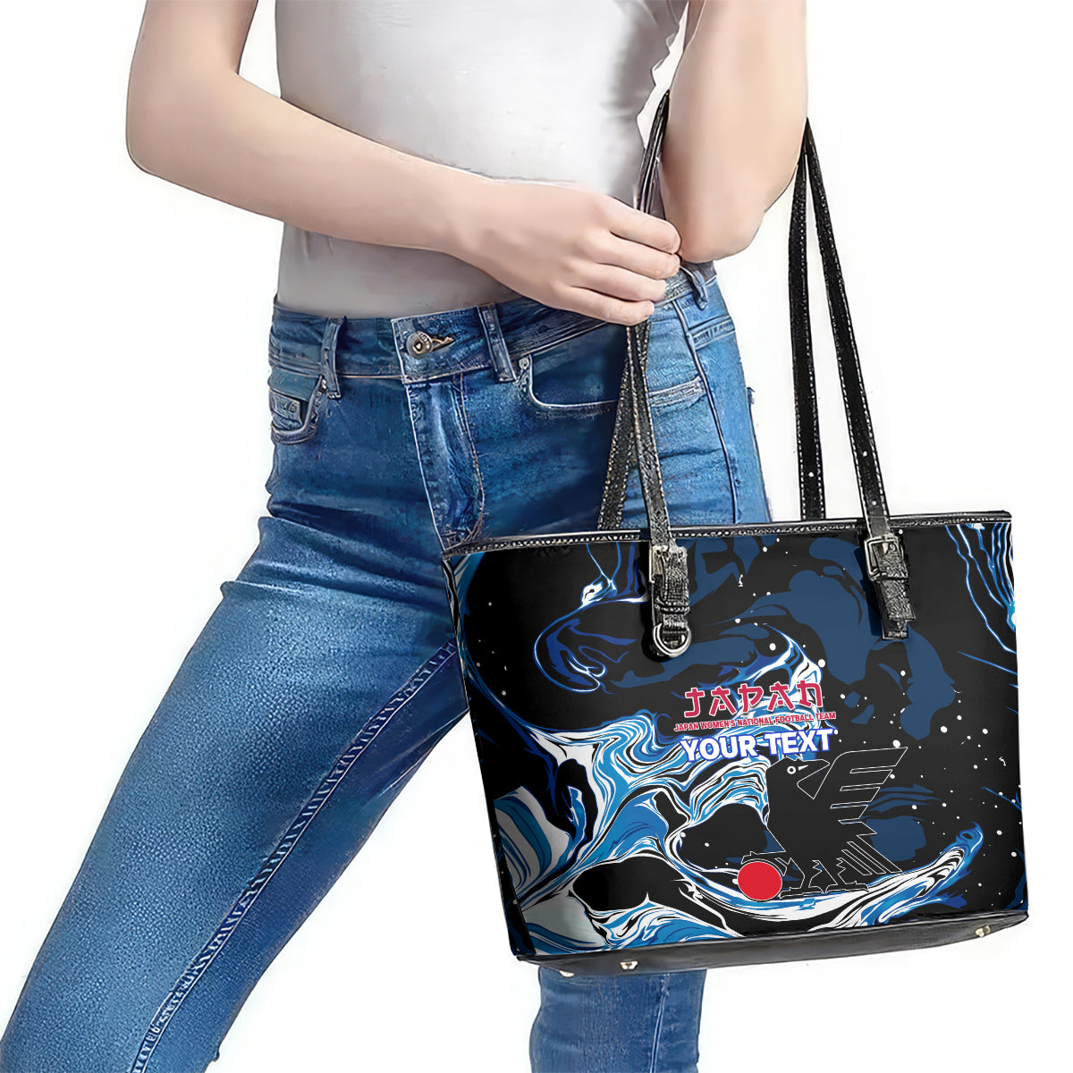 Custom Japan Football Leather Tote Bag 2024 Nadeshiko Go Champions - Wonder Print Shop