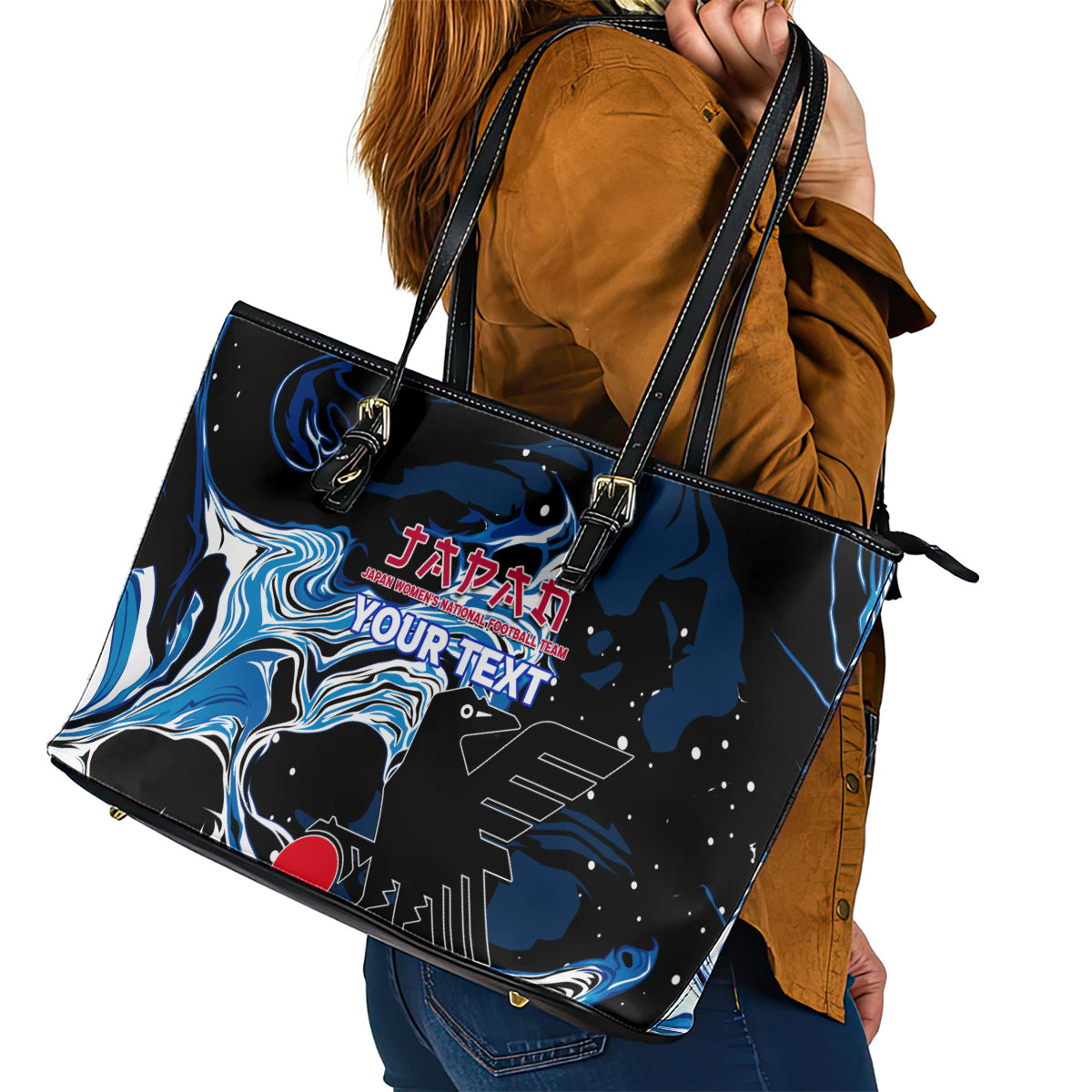 Custom Japan Football Leather Tote Bag 2024 Nadeshiko Go Champions - Wonder Print Shop