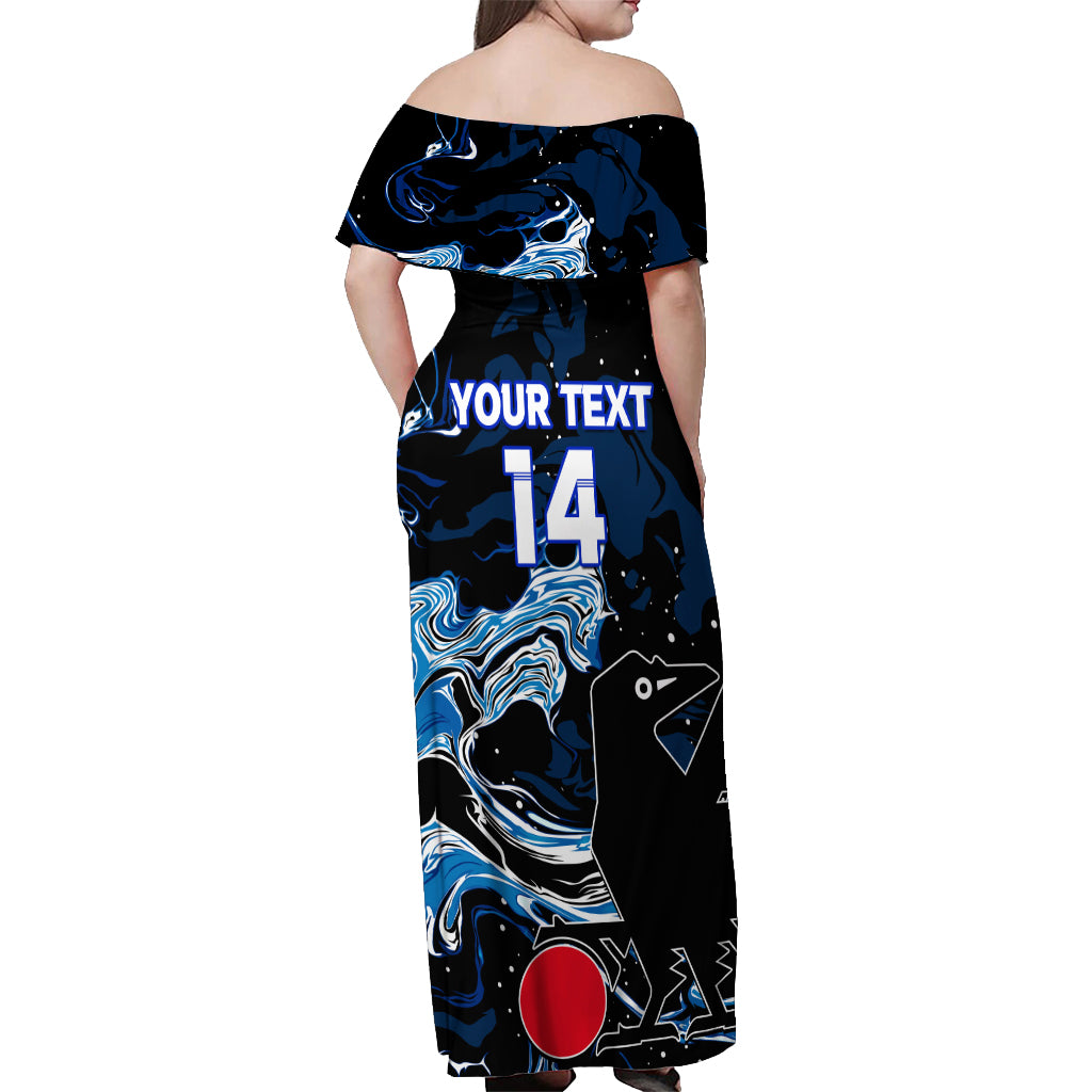 Custom Japan Football Off Shoulder Maxi Dress 2024 Nadeshiko Go Champions - Wonder Print Shop
