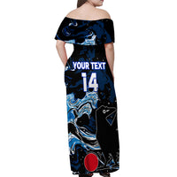 Custom Japan Football Off Shoulder Maxi Dress 2024 Nadeshiko Go Champions - Wonder Print Shop