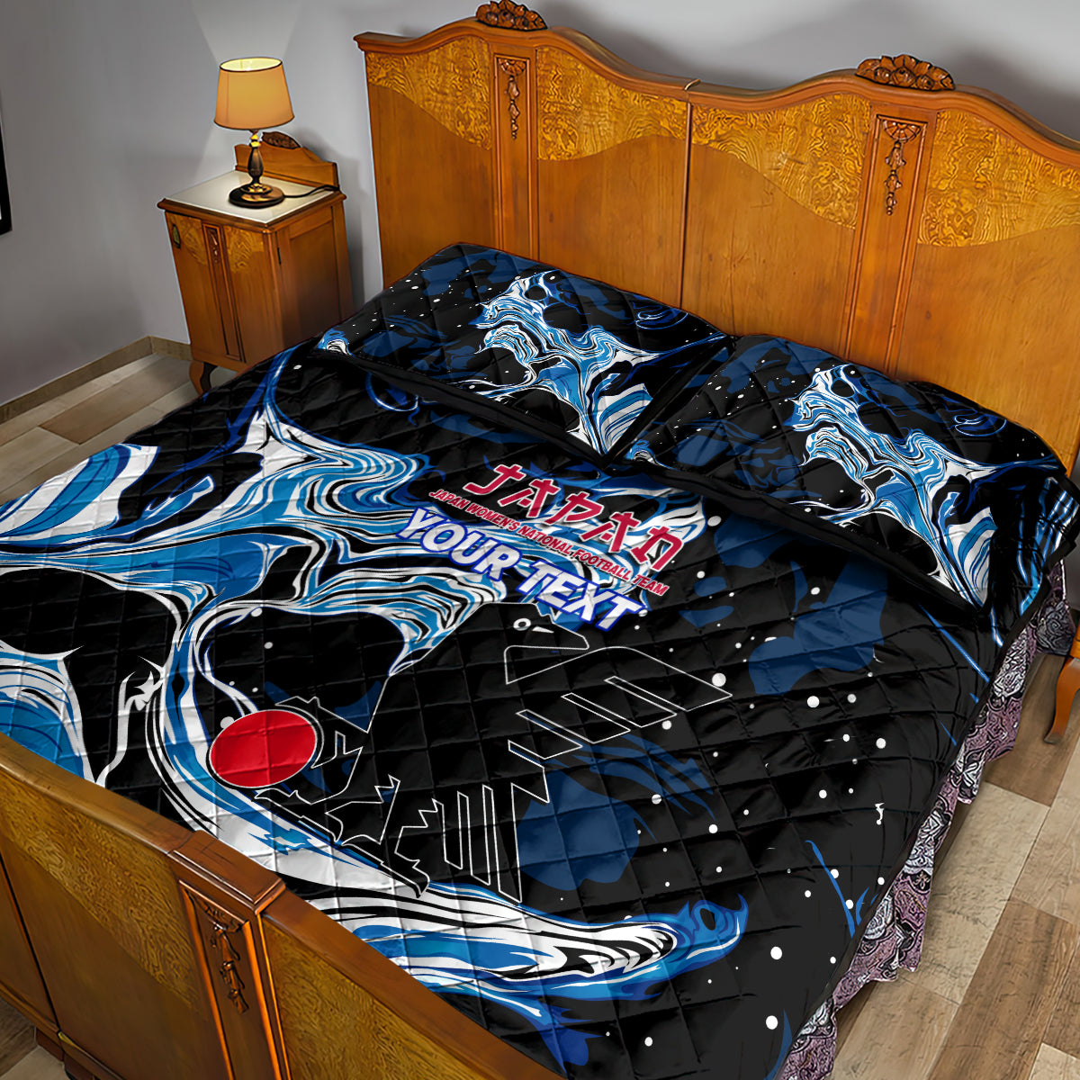 Custom Japan Football Quilt Bed Set 2024 Nadeshiko Go Champions - Wonder Print Shop