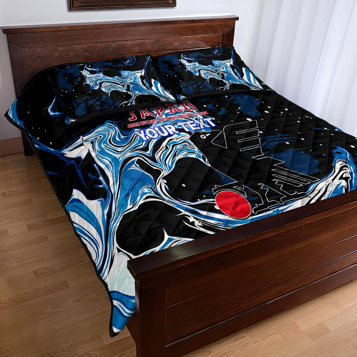 Custom Japan Football Quilt Bed Set 2024 Nadeshiko Go Champions - Wonder Print Shop