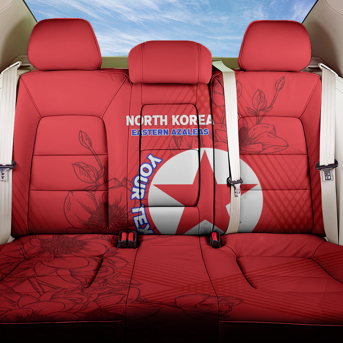 Custom North Korea Football Back Car Seat Cover 2024 Go Eastern Azaleas Magnolia Flowers LT14