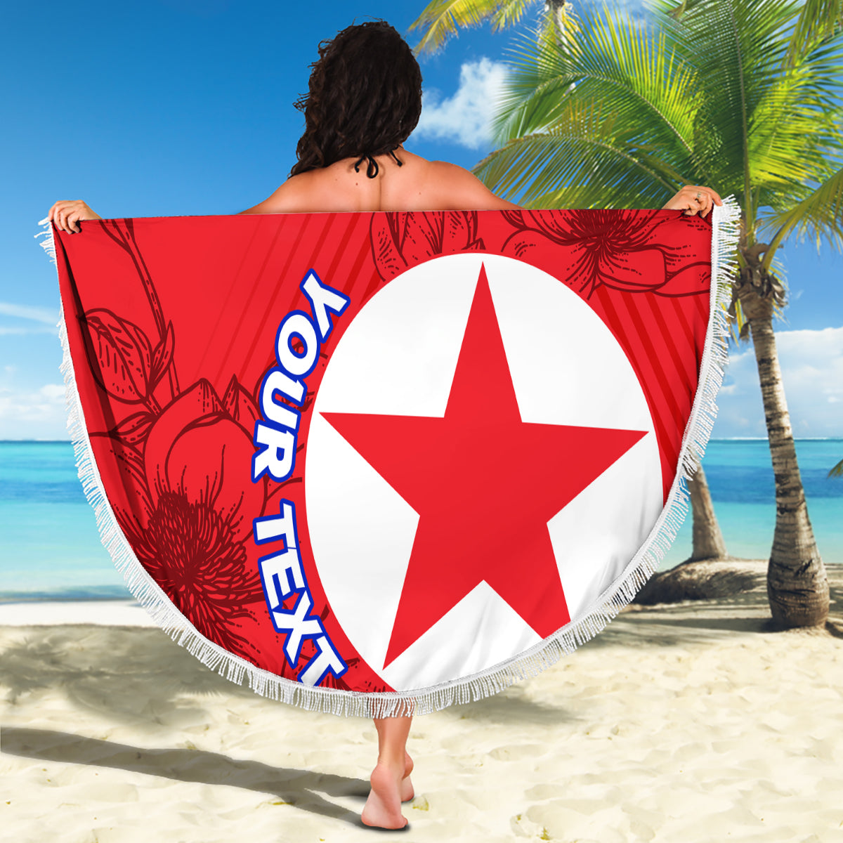 Custom North Korea Football Beach Blanket 2024 Go Eastern Azaleas Magnolia Flowers - Wonder Print Shop