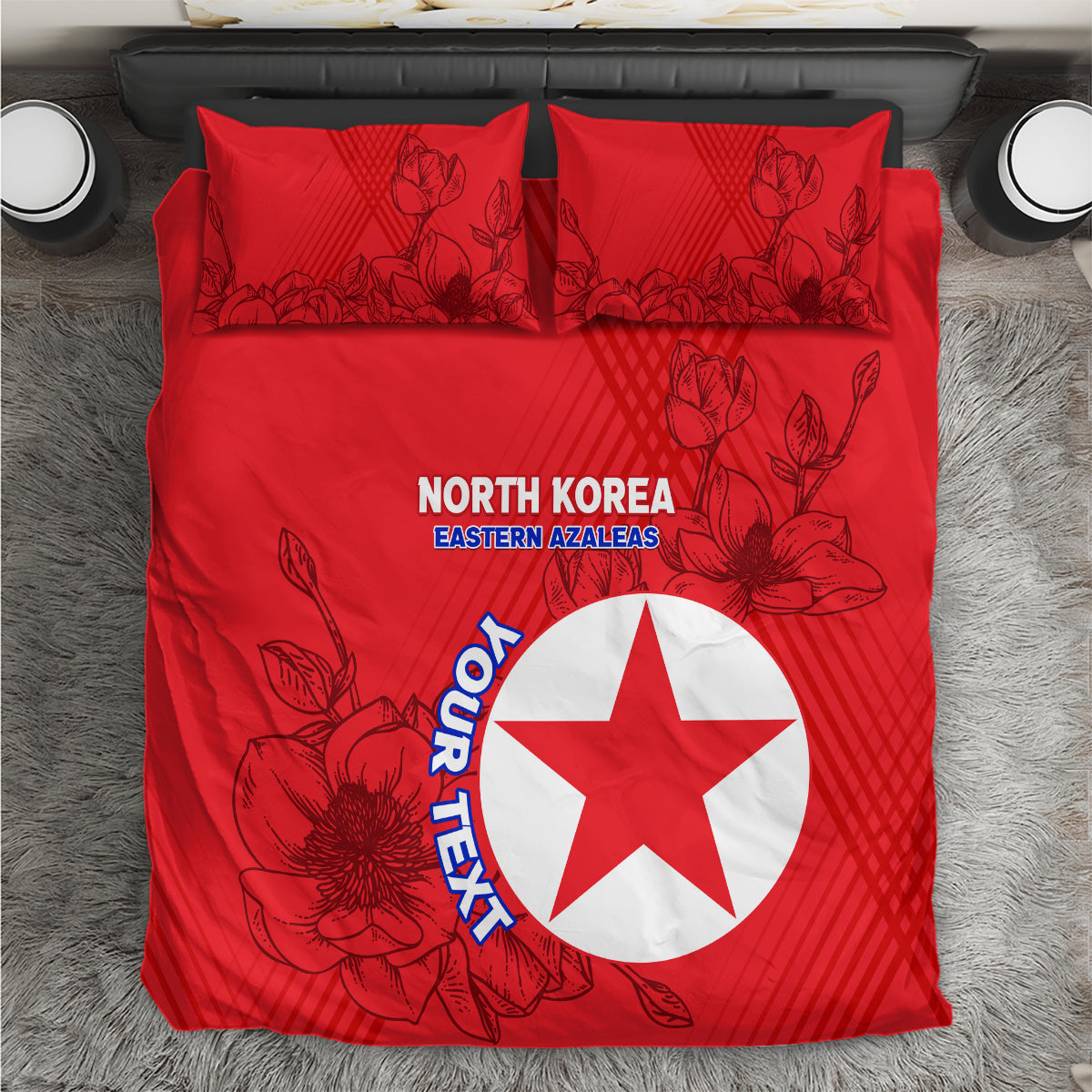 custom-north-korea-football-bedding-set-2024-go-eastern-azaleas-magnolia-flowers