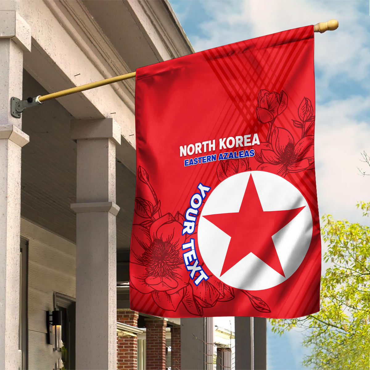 Custom North Korea Football Garden Flag 2024 Go Eastern Azaleas Magnolia Flowers - Wonder Print Shop