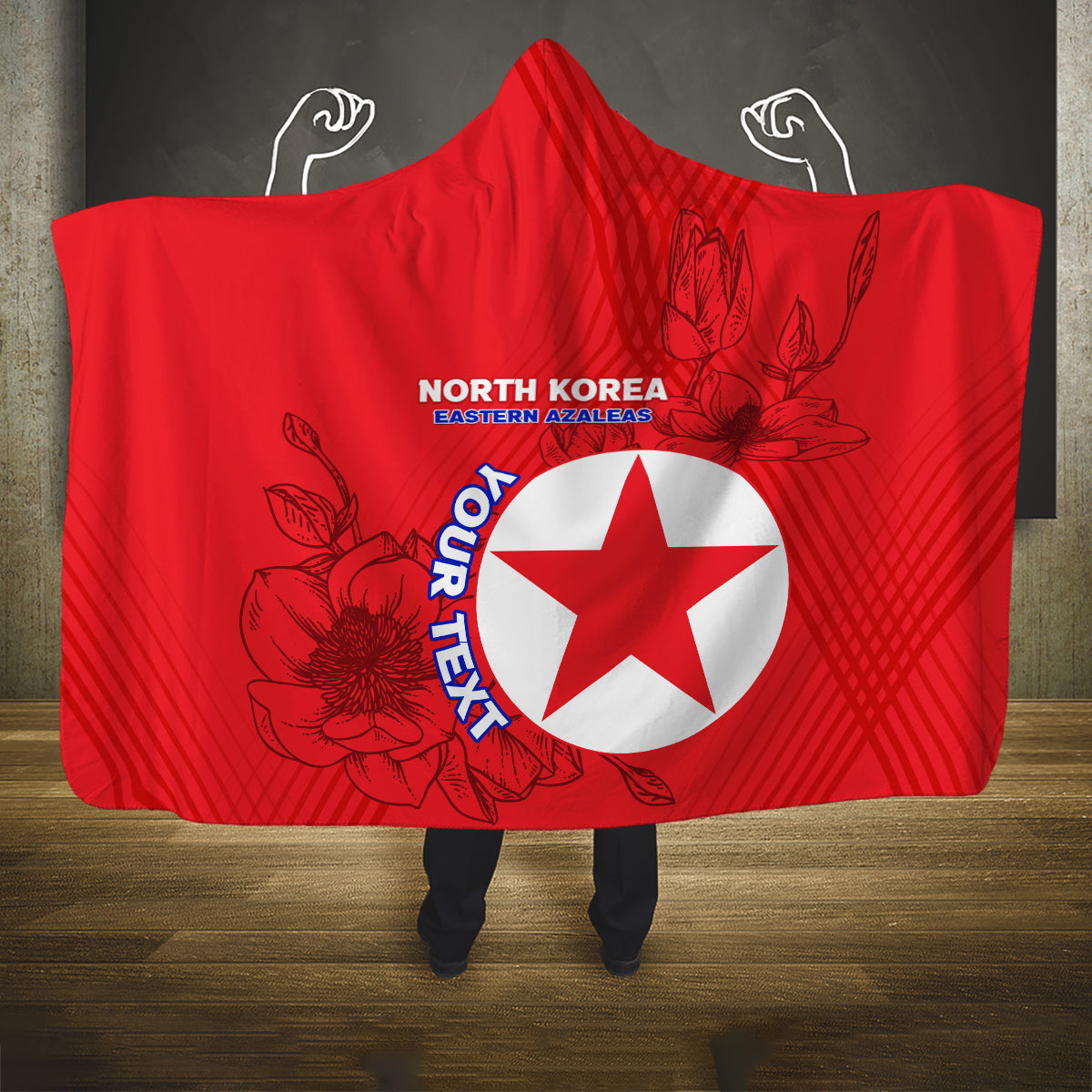 custom-north-korea-football-hooded-blanket-2024-go-eastern-azaleas-magnolia-flowers