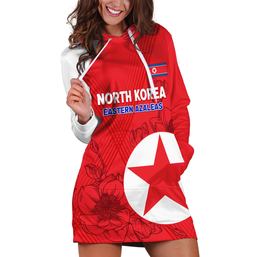 Custom North Korea Football Hoodie Dress 2024 Go Eastern Azaleas Magnolia Flowers - Wonder Print Shop