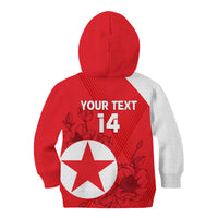 Custom North Korea Football Kid Hoodie 2024 Go Eastern Azaleas Magnolia Flowers - Wonder Print Shop