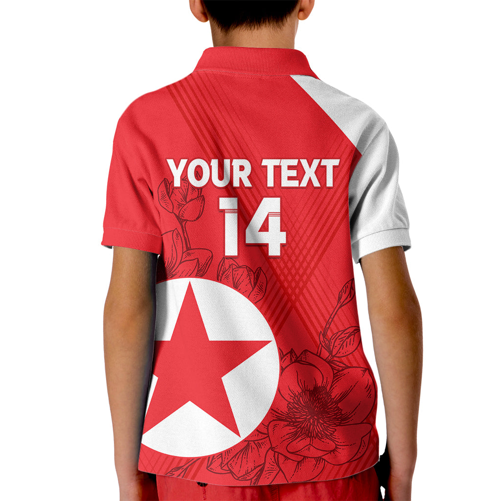 Custom North Korea Football Kid Polo Shirt 2024 Go Eastern Azaleas Magnolia Flowers - Wonder Print Shop