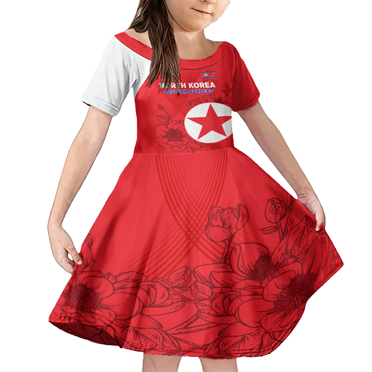 custom-north-korea-football-kid-short-sleeve-dress-2024-go-eastern-azaleas-magnolia-flowers