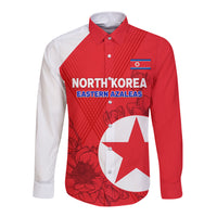 Custom North Korea Football Long Sleeve Button Shirt 2024 Go Eastern Azaleas Magnolia Flowers - Wonder Print Shop