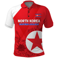 Custom North Korea Football Polo Shirt 2024 Go Eastern Azaleas Magnolia Flowers - Wonder Print Shop