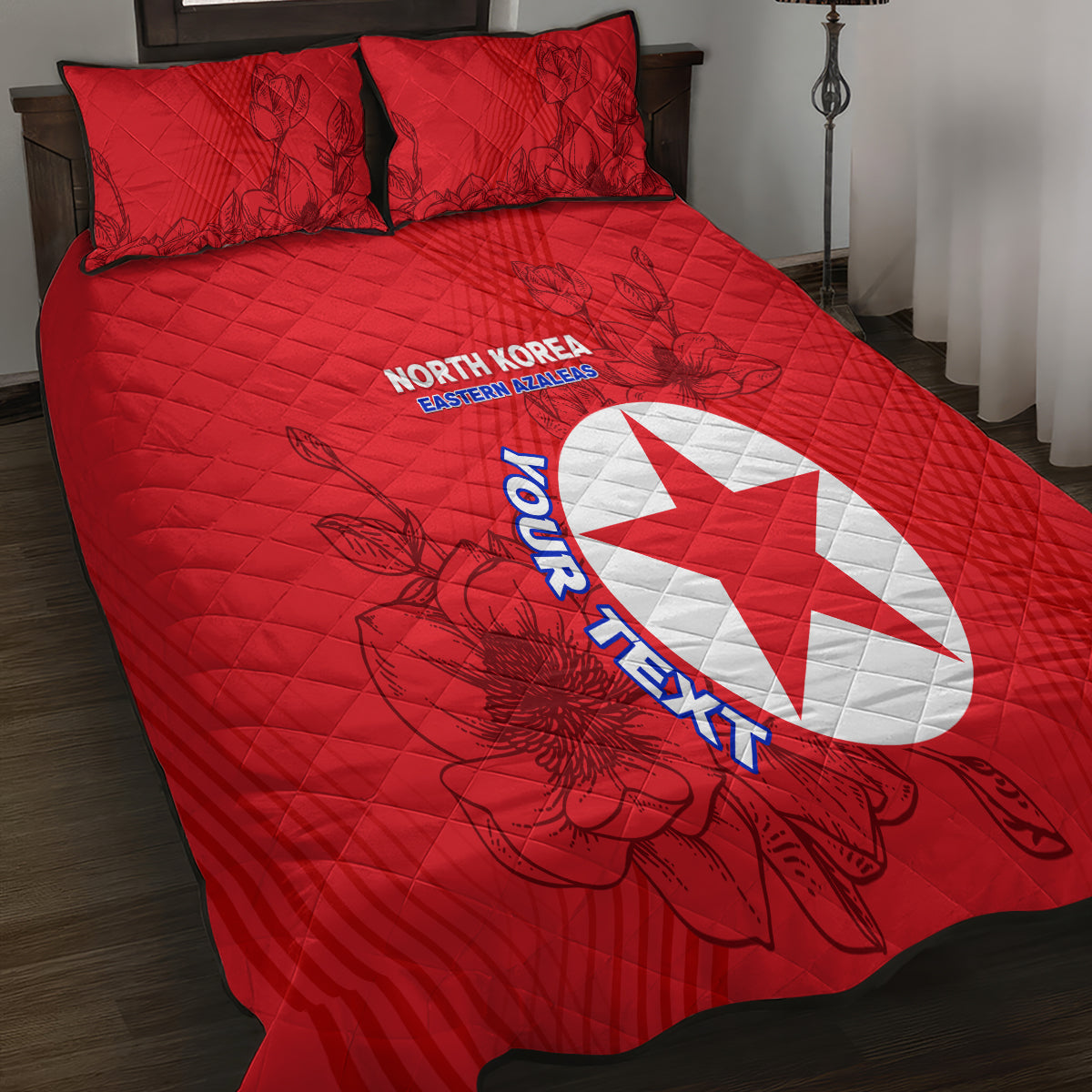 Custom North Korea Football Quilt Bed Set 2024 Go Eastern Azaleas Magnolia Flowers - Wonder Print Shop