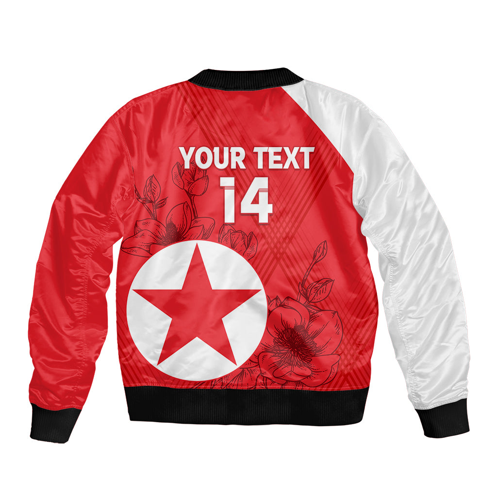 Custom North Korea Football Sleeve Zip Bomber Jacket 2024 Go Eastern Azaleas Magnolia Flowers - Wonder Print Shop