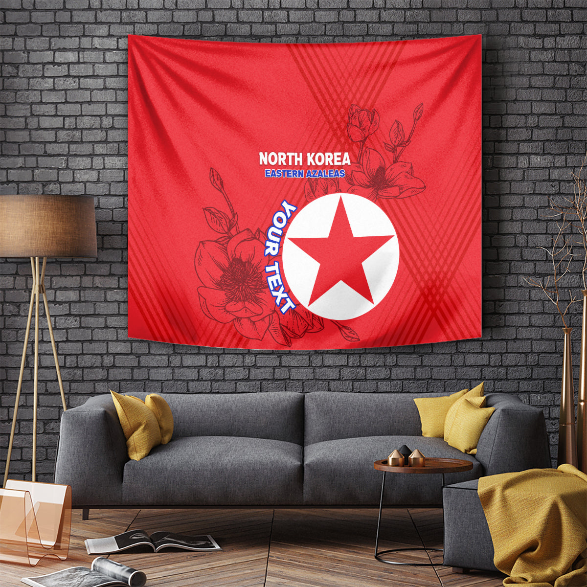 Custom North Korea Football Tapestry 2024 Go Eastern Azaleas Magnolia Flowers - Wonder Print Shop